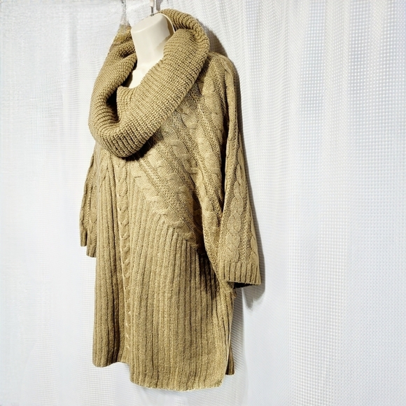 Motto Chunky Golden Brown Cable Knit Cowl Neck Sweater Women's (2X) - Picture 2 of 11